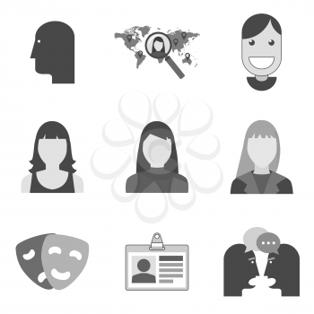 Set of avatar icons and symbols in trendy flat style isolated on white background. Vector illustration elements for your web site design, logo, app, UI