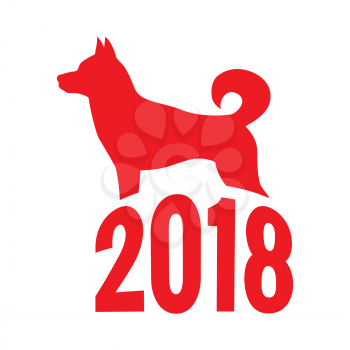 Year of The Dog, Chinese zodiac symbol of 2018 dog year. Isolated on white background.