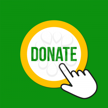 Donate icon. Contribute concept. Hand Mouse Cursor Clicks the Button. Pointer Push Press
