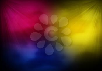 Abstract background from color stains and rays of light