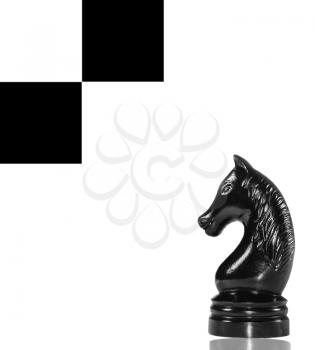 Chess figure horse with squares on a white background