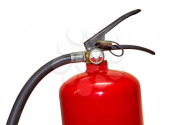 Part of fire extinguisher isolated on a white background