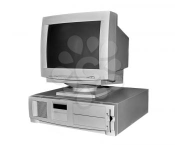 The system block and the monitor isolated on a white background