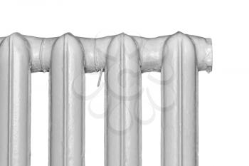 Part of the old radiators isolated on a white background