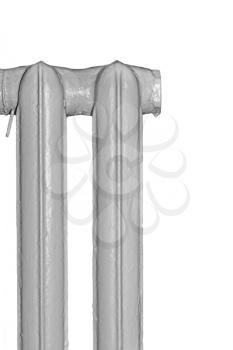 Part of the old radiators isolated on a white background