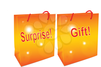 Illustration of 2 shopping bags with inscriptions on a white background