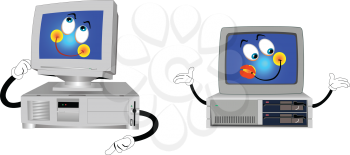 Illustration of two lovers computers on a white background