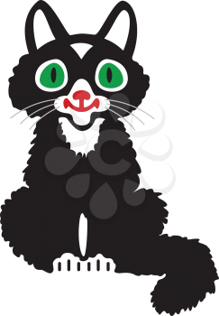 Illustration cute black kitten on a white background