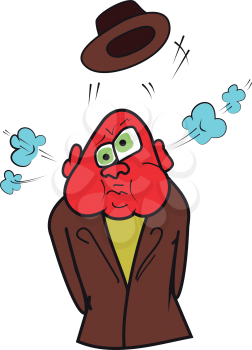Illustration of an angry man with a red head and the soaring hat