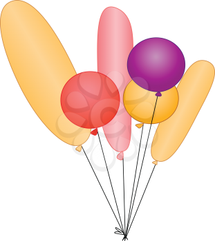 Illustration of different bundles of balloons on a white background
