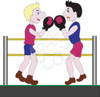 Two funny boxer fighting in the ring 