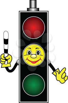 Cartoon illustration of a yellow traffic light
