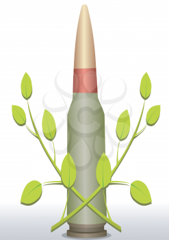 Illustration of a cartridge and two green branches