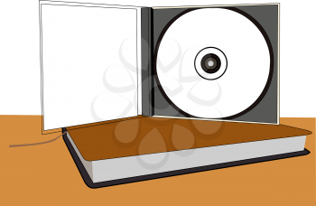 Compact disc illustration in a case on the book