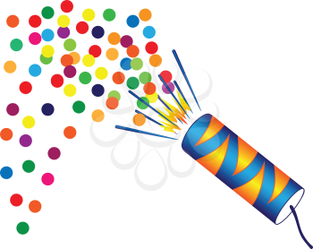 Illustration of Christmas crackers with confetti on a white background