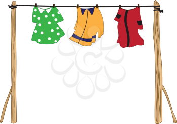 Illustration erasure clothes on the clothesline on a white background