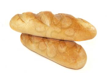 Two loaves of bread on a white background