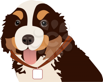 Illustration of a dog with a medallion on a neck