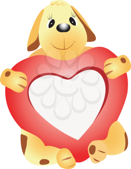 Illustration of a dog with a heart on a white background