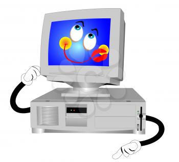 Illustration enamored computer on a white background