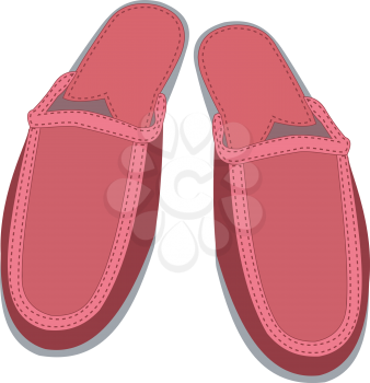 Illustration of pair red female house slippers 