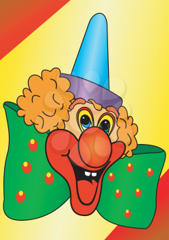 Illustration of the funny clown with a green bow