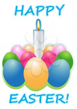Illustration of colored Easter eggs and burning candles