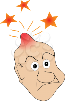 Illustration of a man's head with a bump and stars