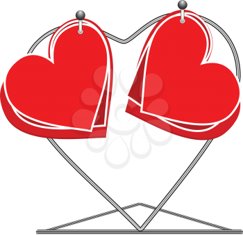 Illustration set of hearts on the hook at the front in the shape of a heart