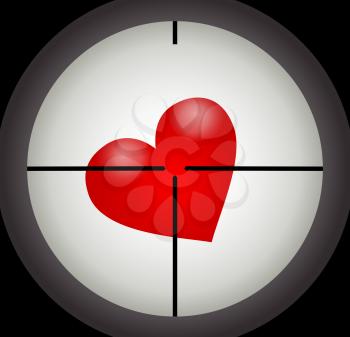 Illustration of the heart symbol in the optical sight

