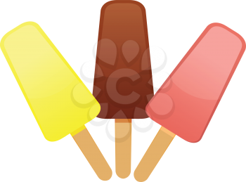 Illustration of three scoops of ice cream of different colors
