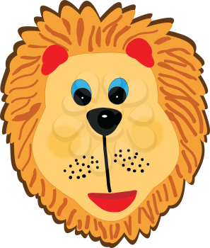 Cartoon illustration of the lion's head on a white background