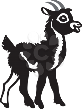 Illustration cute black goat on a white background