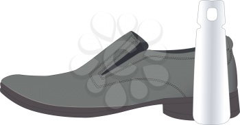 Illustration of one shoe with a shoehorn on a white background