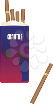 Illustration open cigarette on a white background