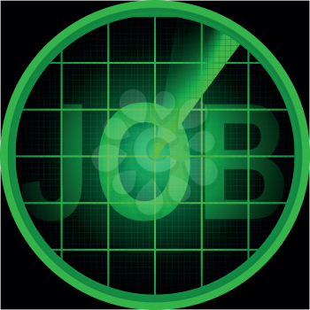 Illustration of Radar screen with the word Job