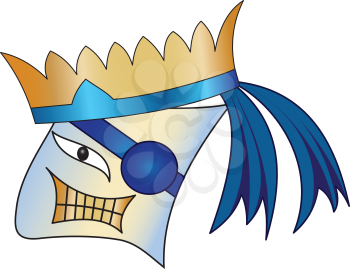 Illustration scary mask with a crown on a white background