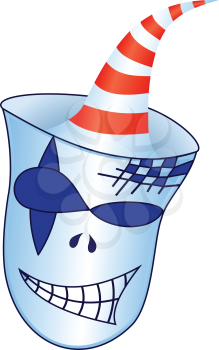 Illustration scary mask with cap on white background