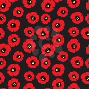Illustration of seamless pattern of red poppies