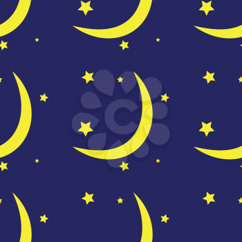 Iillustration of Seamless pattern of the moon and stars