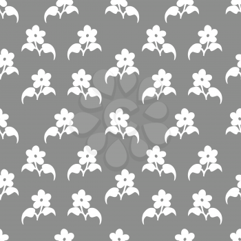 Illustration of seamless pattern of figurative flower on a gray background