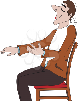 Illustration of a seated man with outstretched hand