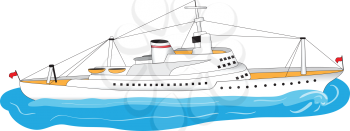 Illustration of a big white ocean liner