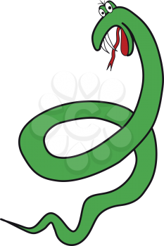Illustration of cartoon an evil poisonous green snake