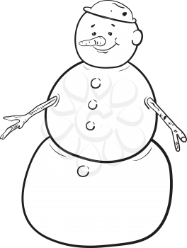 Illustration outline of kind snowman on a white background