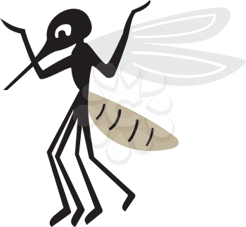 Silhouette of arrogant mosquito on a white background
