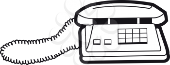Illustration of black and white silhouette symbol telephone