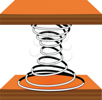 Illustration of a spiral on a wooden stand on a white background