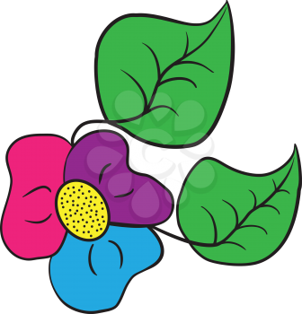 Illustration of three-colored shamrock flower on a white background