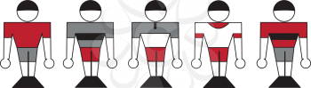 Illustration of symbolic sports team members in different clothes